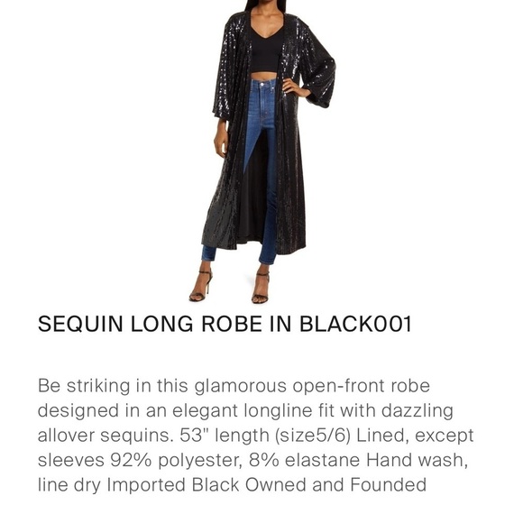 NWT GOOD AMERICAN BLACK SEQUINS ROBE CARDIGAN size 00/0=XS/S - Picture 6 of 11